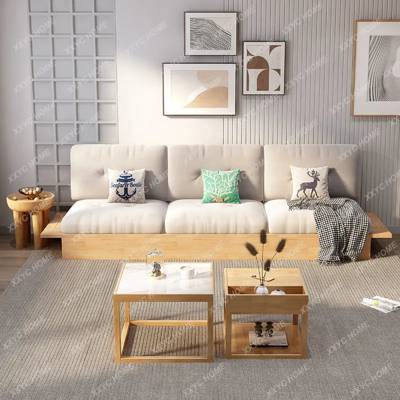 Solid wood sofa oak with storage living room home sofa