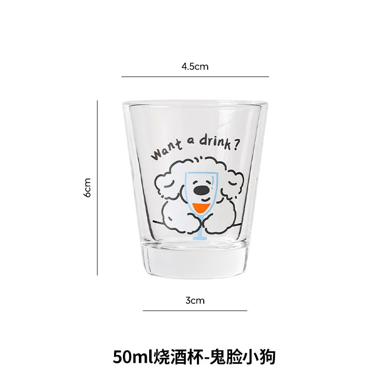 50ml Liquor Cup Shot Glass Drinking Glasses Glass Cups Household Soju Cups Cann