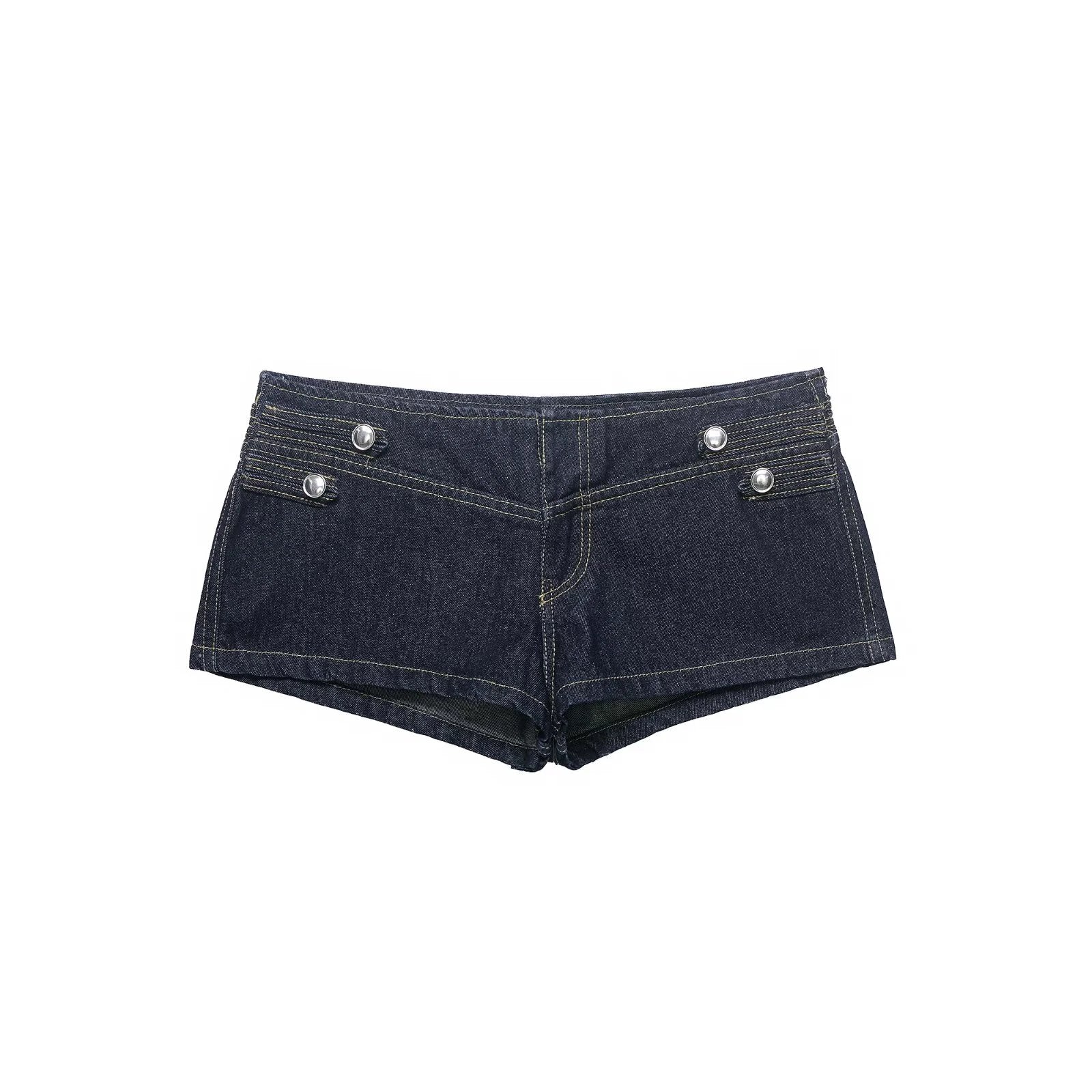European and American style 2026 summer new women's clothing design sense close fitting denim jacket low waist shorts set