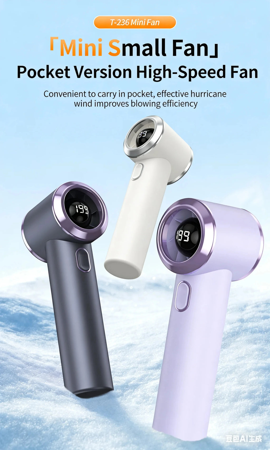 Powerful Mini Handheld Fan, Compact Portable Rechargeable Fan, High Speed Small Pocket Fan for Summer Travel Camping