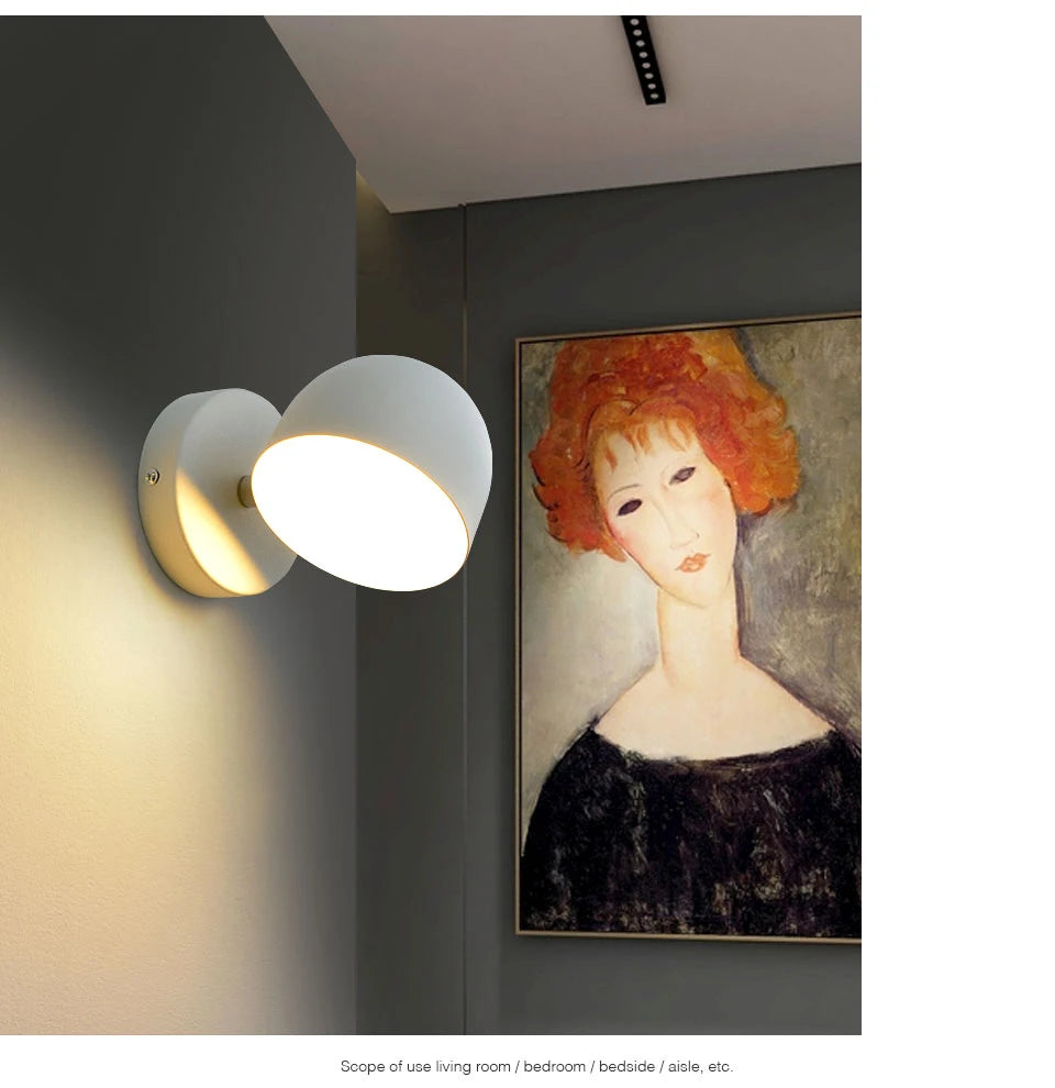 LED Indoor Wall Lamp Touch Dimming Wall Light 350° Rotatable Black White Lamp Hotel Aisle Bedroom Bedside Reading Wall Sconce
