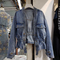 Denim Jacket for Women Plain Cinched Waist Slim Woman Jean Coat Blue Outerwear Spring Autumn 2025 Fashion Low Price Y2k Clothes