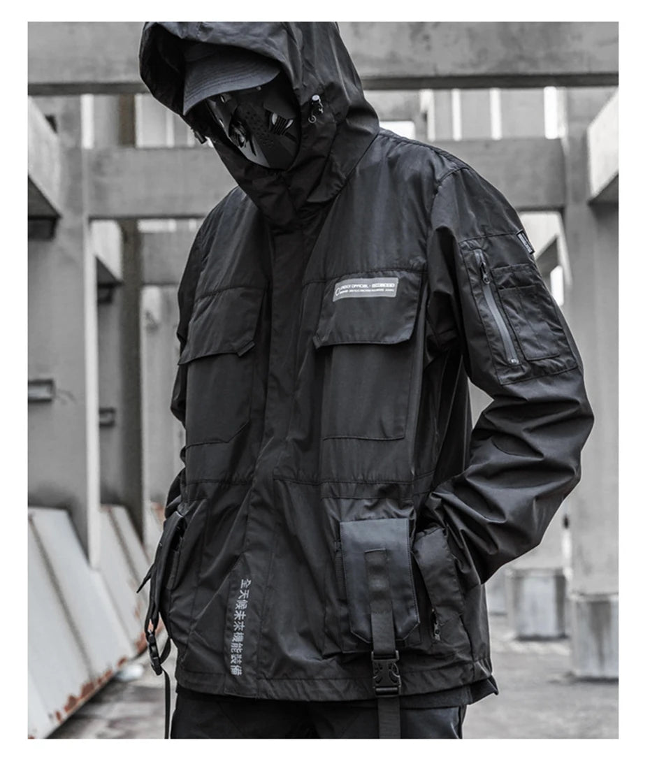 2022 Autumn Tactical Jackets Windbreaker Men Functional Techwear Mens Black Hip Hop Streetwear Waterproof Windproof Hooded Coats