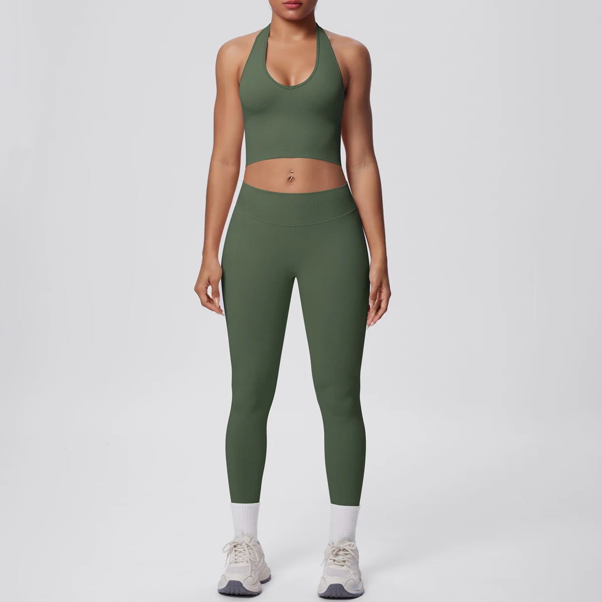 Rooftrellen 2PCS/set Women Gym Sports Yoga Set Breathable Shockproof Workout Top Backless Bra Push Up Fitness Pants Yoga Set
