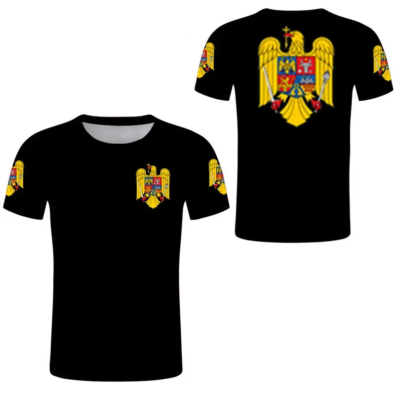 Romania Football Jersey Romanian Eagle Coat Of Arms T Shirt Rumania Flag Emblem Soccer Club T-shirt Men's Tops Women Tee Shirts