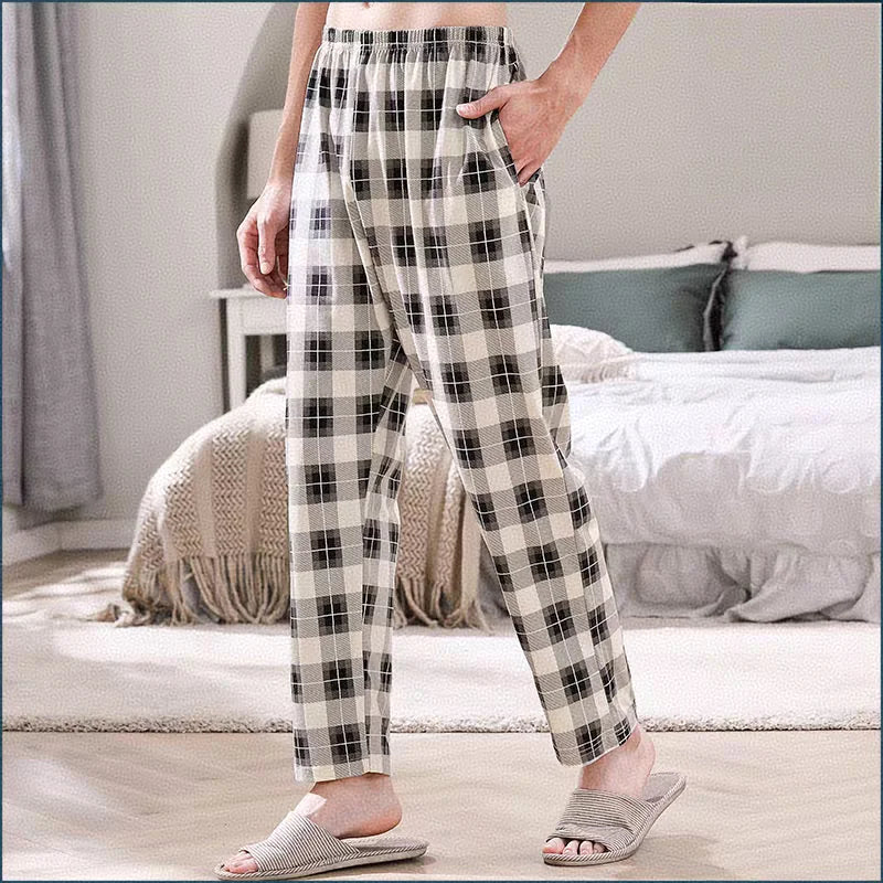 Summer Men's Pajama Pants Casual Thin Single-Piece Long Pants Plus Size Home Pants for Teenagers to Wear Outside Home Pants Men's Style