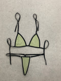 Women's Clothing Sexy Fashion Hanging Neck Lace Up Bikini Triangle Low Waist Mini Thong Solid Swimsuit Summer Beach Vacation Sui