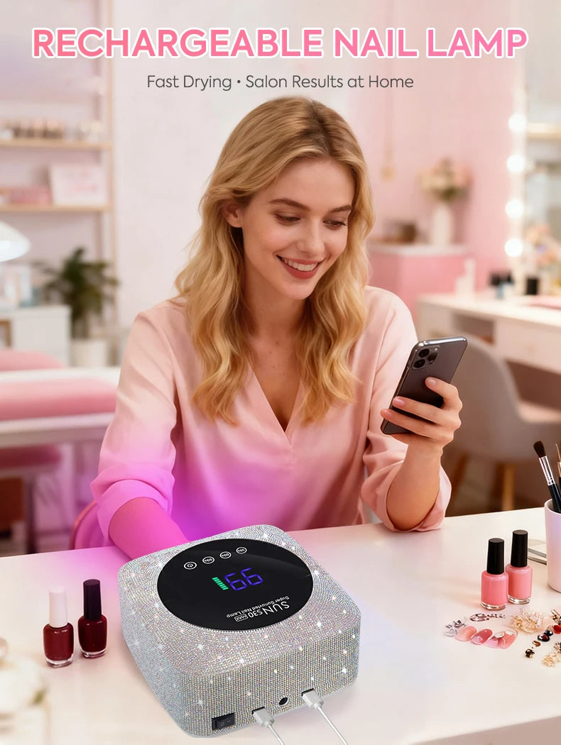 180W UV LED Nail Lamp 57LED Rechargeable Nail Dryer For Curing Polish Gel Wireless Manicure Machine With Smart Sensor Salon Tool