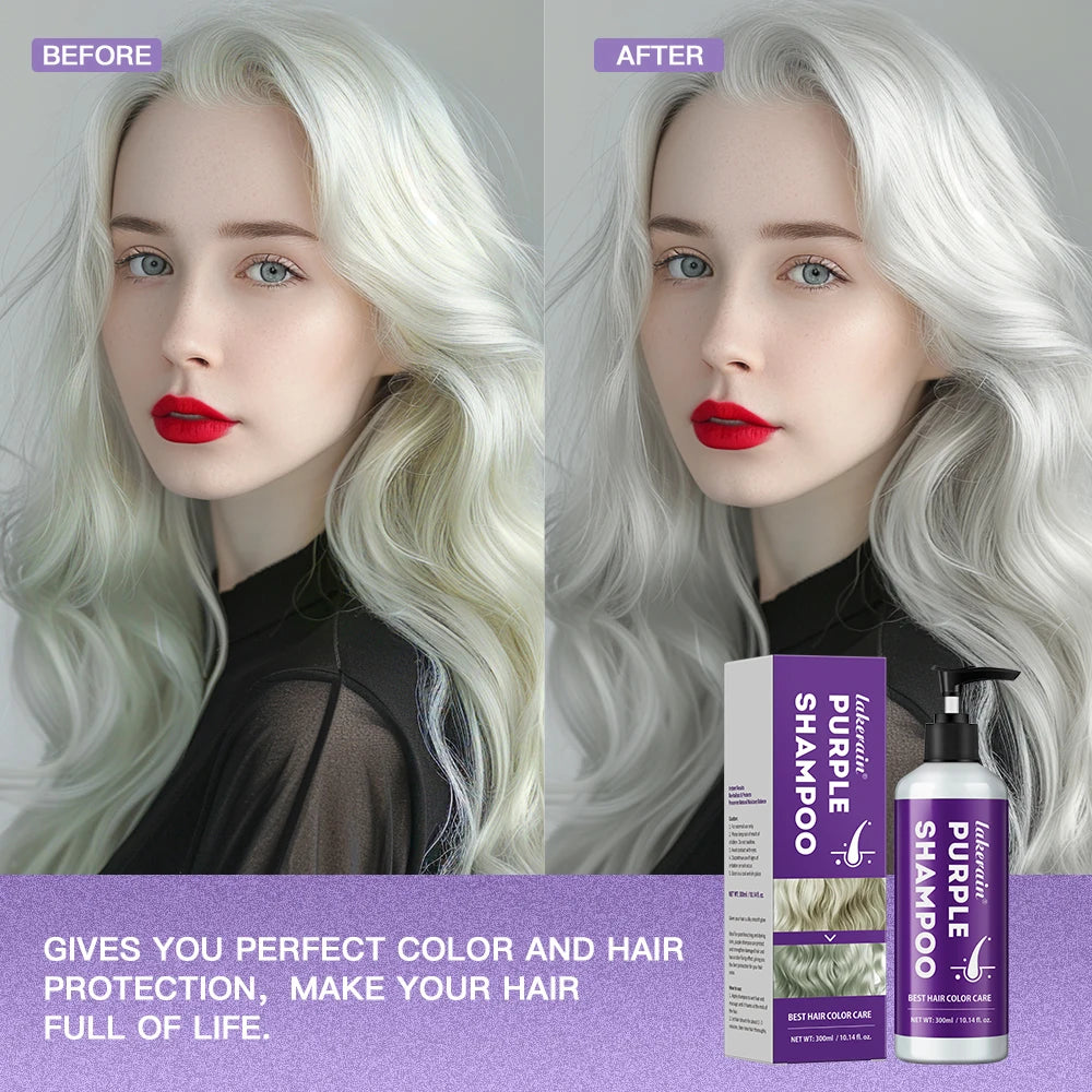 Hair Care Color Lock Purple Shampoo 300ml Anti-Brassiness Yellow Tones Removal Hair Color Protection & Moisturizing Hair Shampoo