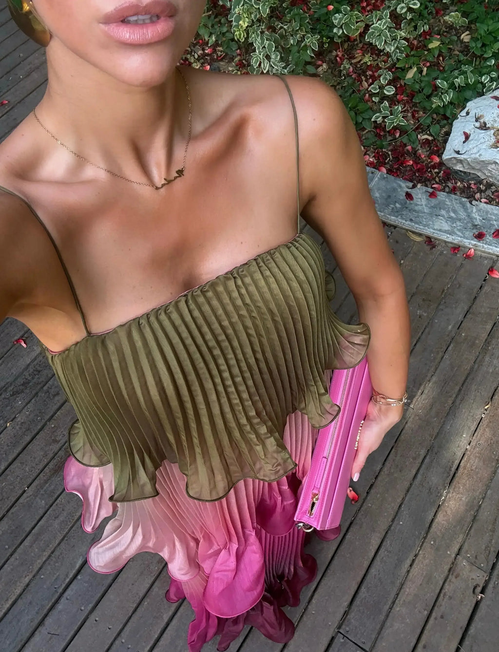 Chic Multicolored Pleated Women Maxi Dress Elegant Spaghetti Strap Ruffle Tiered Flowy Vestidos 2026 Summer Lady Vacation Outfit