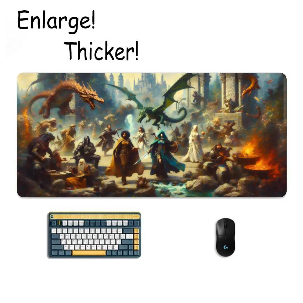 D&D D-Dungeon & Dragons Mouse Pad Tapetes de Mesa Teclado, Borracha Kawai, Tapete de Mesa Antiderrapante, XXL90x40cm
