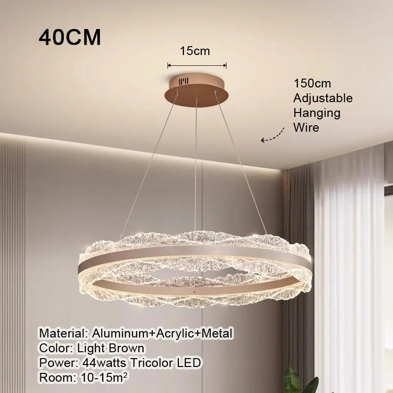 LED Luxury Pendant Light Living Dining Room Bedroom Modern Upscale Acrylic Texture Suspension Lamp Home Decoration