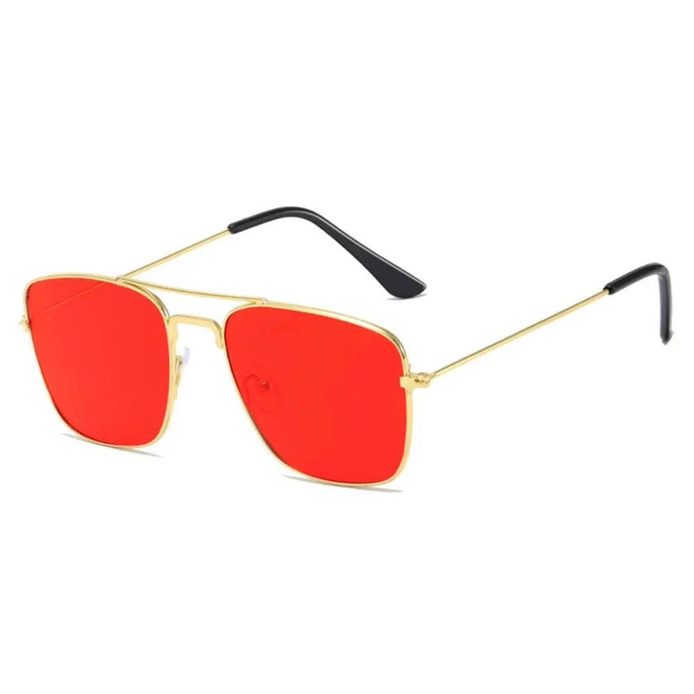 1 Pcs Trendy Metal Double Bridge Fishing Sunglasses Colored UV400 Ocean Lens Shades Square Metal Sunglasses for Men & Women