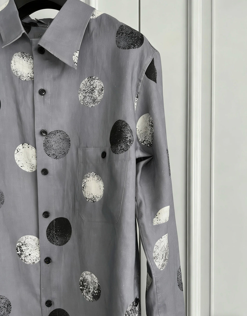 TOP-YAMAMOTO original design linen polka dot print designer long-sleeved shirt in loose size