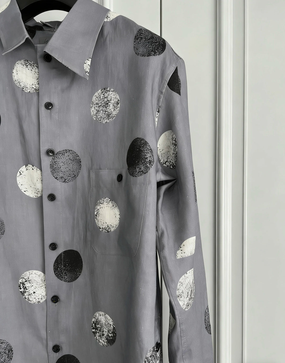 TOP-YAMAMOTO original design linen polka dot print designer long-sleeved shirt in loose size