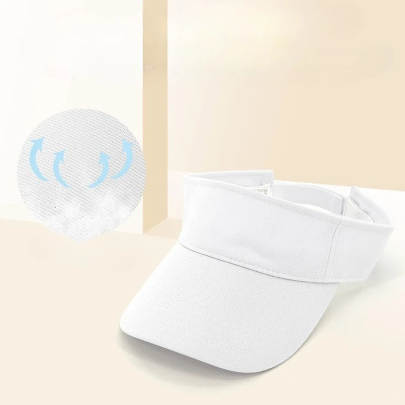 Solid Color Blank Sports Sun Hat Lightweight Breathable Adjustable Empty Top Visor for Golf Running Cycling Beach Summer Outdoo