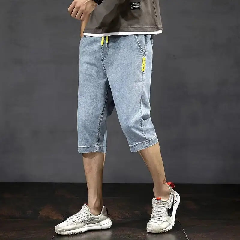 Denim Shorts Men's Summer Loose Thin Breathable Trendy Brand Workwear Handsome Casual Five-point Mid-size Pants