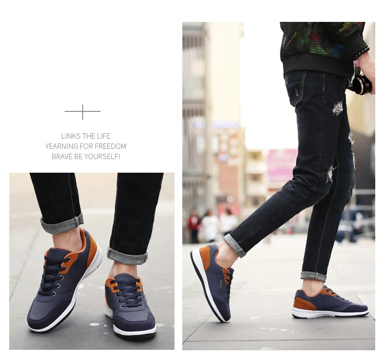 Men Shoes Sneakers PU Leather Trend Casual Shoes Fashion Breathable Leisure Male Sneakers Non-Slip Footwear Men Vulcanized Shoes