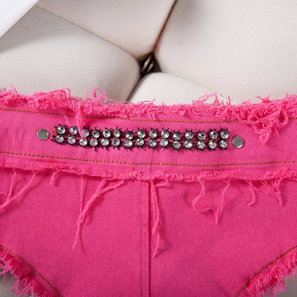 Womens Low Waist Denim Jeans Shorts Hottie Sexy Nightclub Mini Shorts Pants Jeans Slim Young Ladies White Pole Dance Hotpants