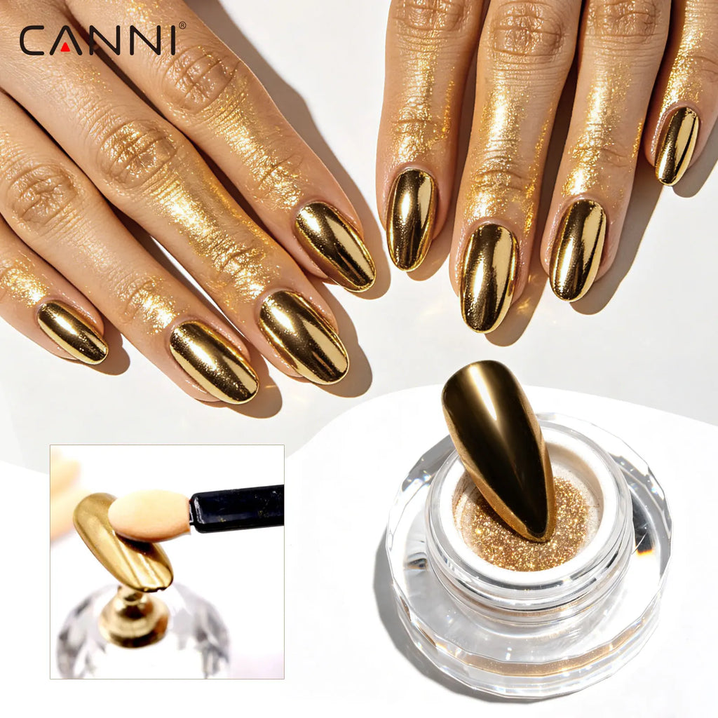 CANNI Top Coat for Chrome Powder 9ml Easy Apply with Stronger Mirror Effect Mirror Metallic Pigment for Gel Nail Art Salon