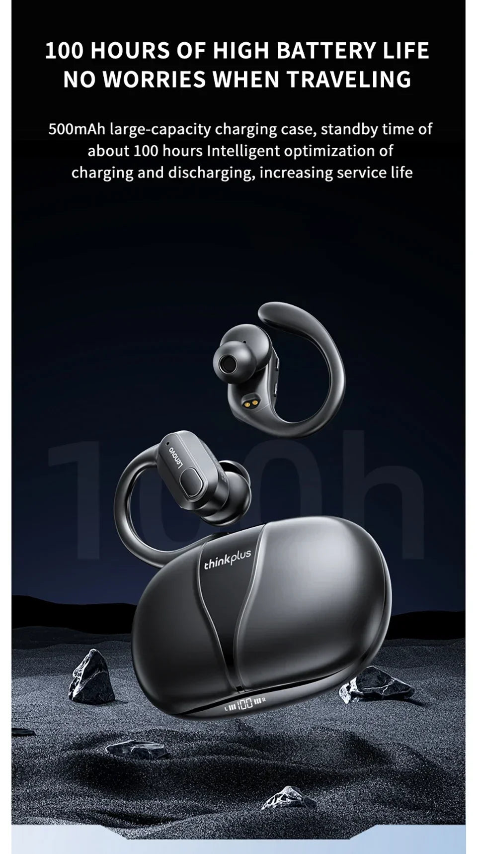 Lenovo ThinkPlus Earphone XT80 Wireless Bluetooth Sport Noise Reduction Earbuds HiFi Stereo Game Music Headphones Long Standby