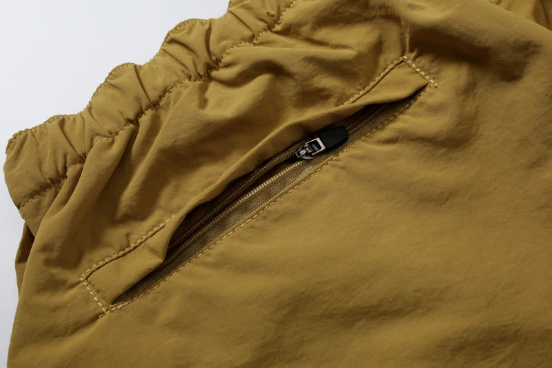 Quick Dry NBHD V-shape Shorts Zipper Pockets Shortpants Japan Men Women Thin Fabric Loose Drawstring Short Pants Breeches