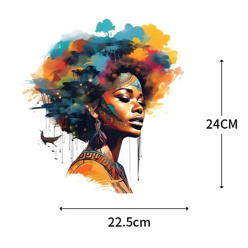 Fashionable Black Girl Heat Transfer Printed Stickers DIY Women's T-shirt Sweatshirt Decoration Heat Transfer Personalized Print