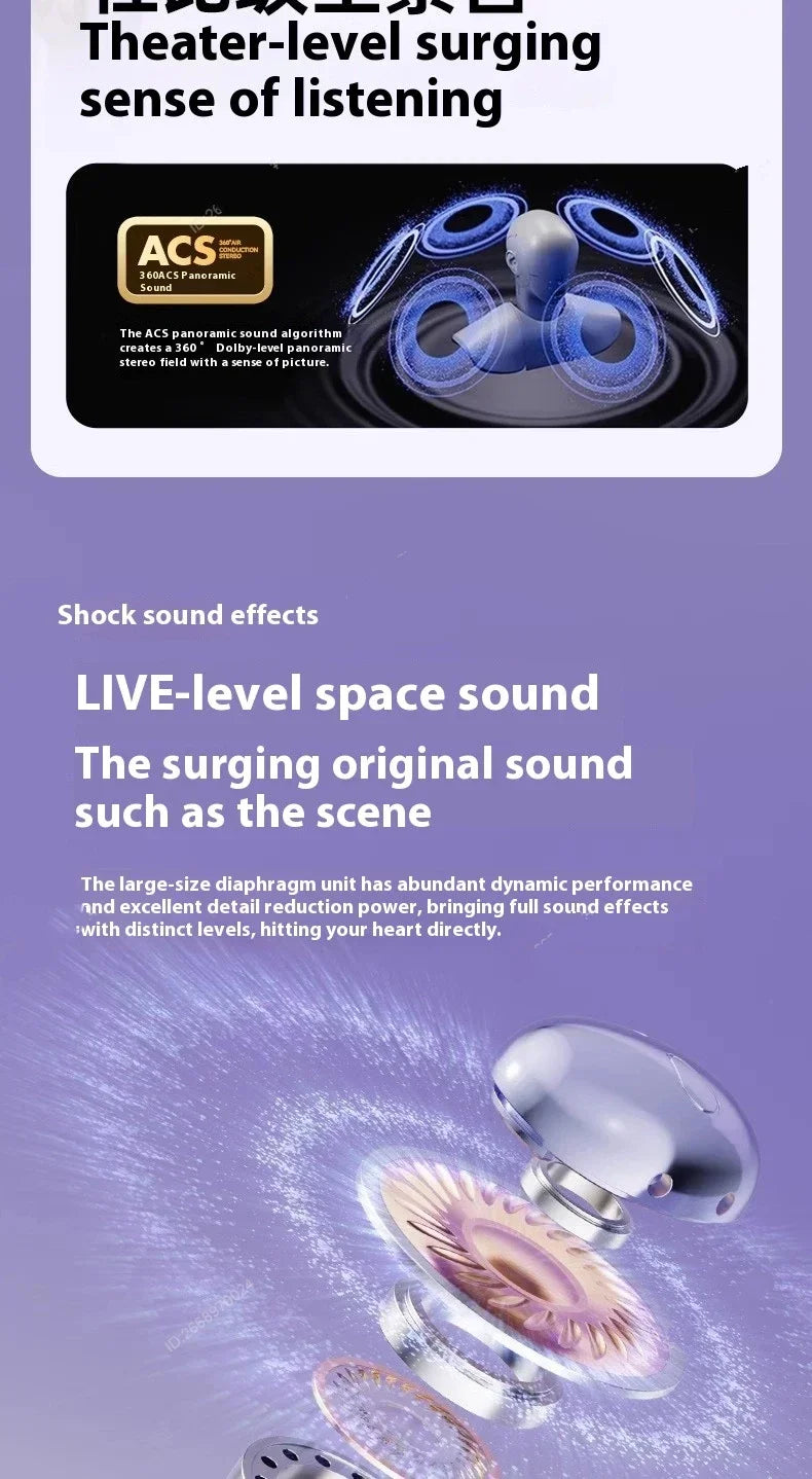 Wireless Bluetooth Earphones Clip-on Q71 Earphone High Sound for Xiaomi Earbuds Led Display Headphones Music Sports Headset