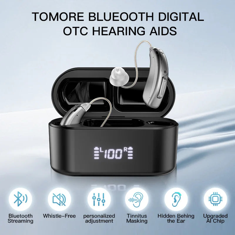 Banglijian OTC Hearing Aid, Bluetooth & App, Large Charging Case, Smart Noise Cancelling for Seniors & Hearing Impaired