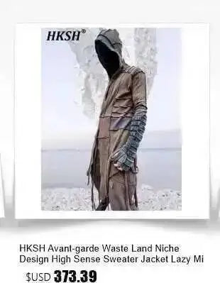 HKSH Autumn New Men's Hooded Distressed Patchwork Folded Waste Land Tactical Punk Techwear Shoulder Batwing Sleeve Jacket HK2392