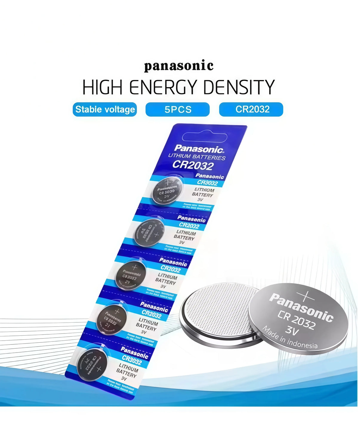 25PCS Long Shelf Life Panasonic CR2032 Battery, 3V Lithium Coin Cell for Remote Key Scale Motherboard