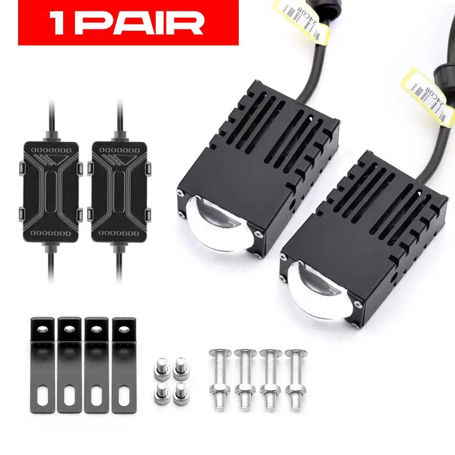 Led Headlight Bumper Fog Lamps Projector Lens Mini Driving Light Auxiliary LightsFor Car Motorcycle Spotlights 6500K3000k10V-80V