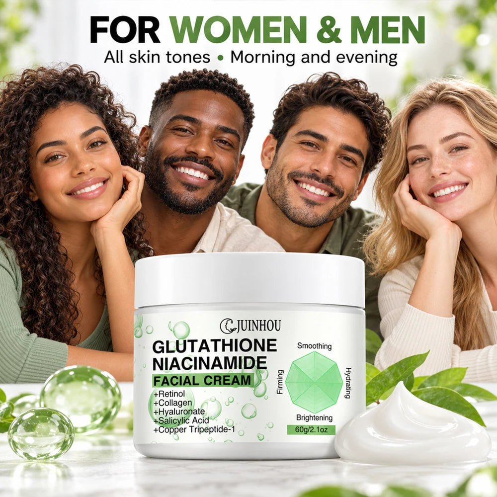 JUINHOU Face Cream Glutathione Niacinamide Moisturizer Evens Skin Tone Reduce Dullness Dark Spots Daily Facial Skin Care