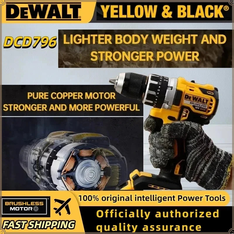 Dewalt DCD796 Cordless Brushless Impact Drill Brushless Drill Multifunctional Rechargeable Portable 18V Battery Power Tools