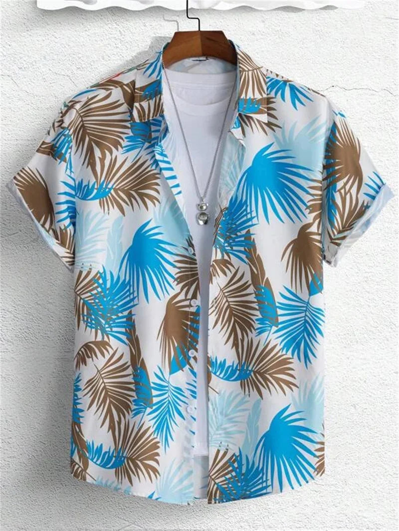 Summer Hawaiian Flower 3D Shirt Plant Printed Men's Clothing Street Loose 3XL Men's Top Trendy Beach Party Social Clothing Tops