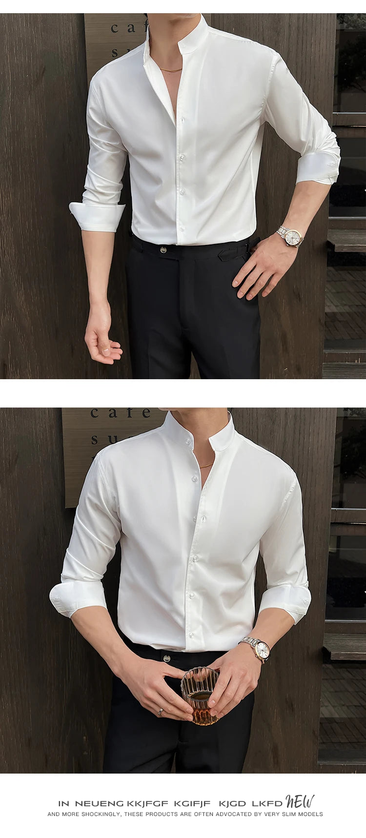 Business Dress white Shirt for Men 2026 British style Long Sleeved Solid Color Casual Elastic Slim Fit Shirt for Men's Clothing