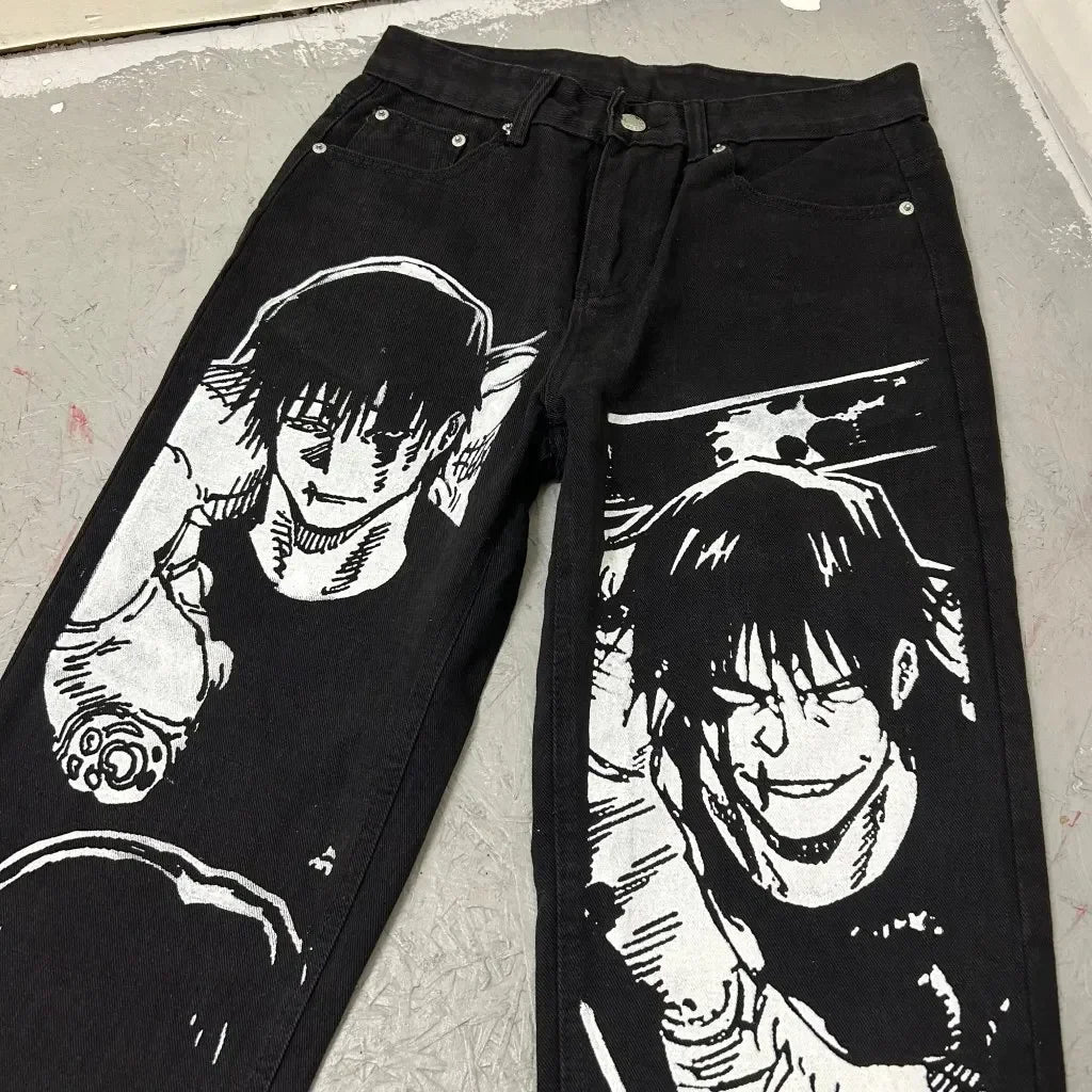 Harajuku Zoro Y2k Baggy Jeans Women Vintage Wide Leg Denim Pants Popular Jeans Streetwear Couples Trouser Men Clothing