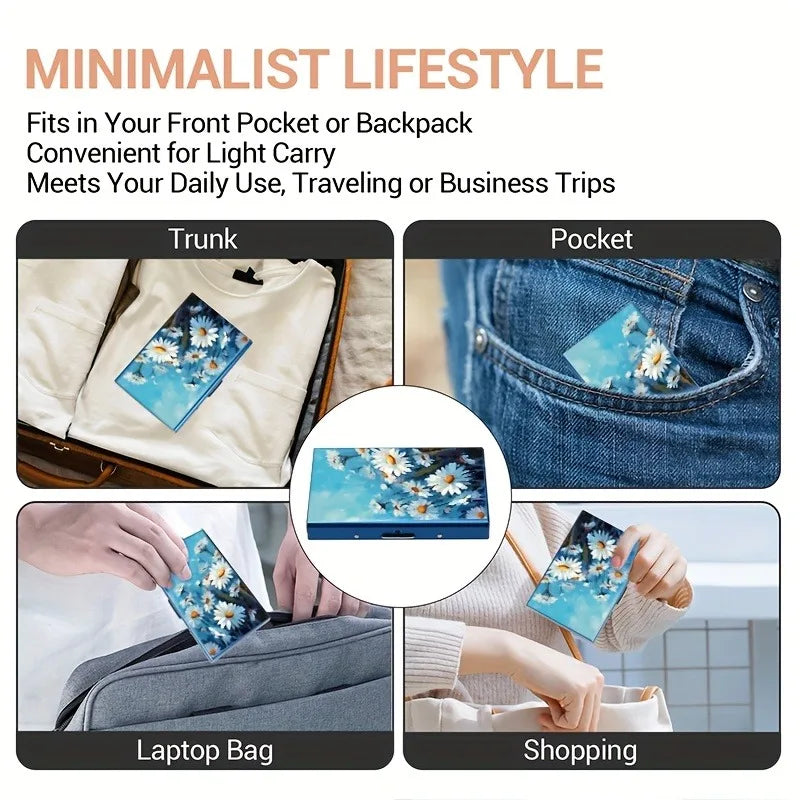Double-sided color printing 6-card stainless steel RFID anti-theft credit card holder with swipe function
