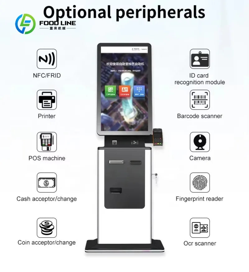 Customized 27 Inch ATM Cash Coin Acceptor Kiosk - Self-Service POS Terminal with Health & Parking Inquiry