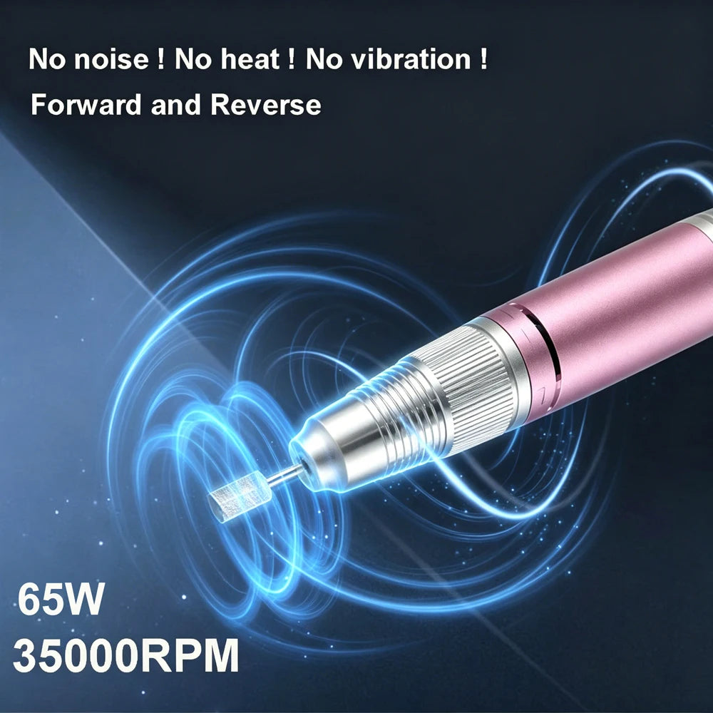65W 35000 RPM Nail Drill Professional Manicure Machine Electric Nail Drill E-File Pedicure Equipment With Cutters Manicure Set
