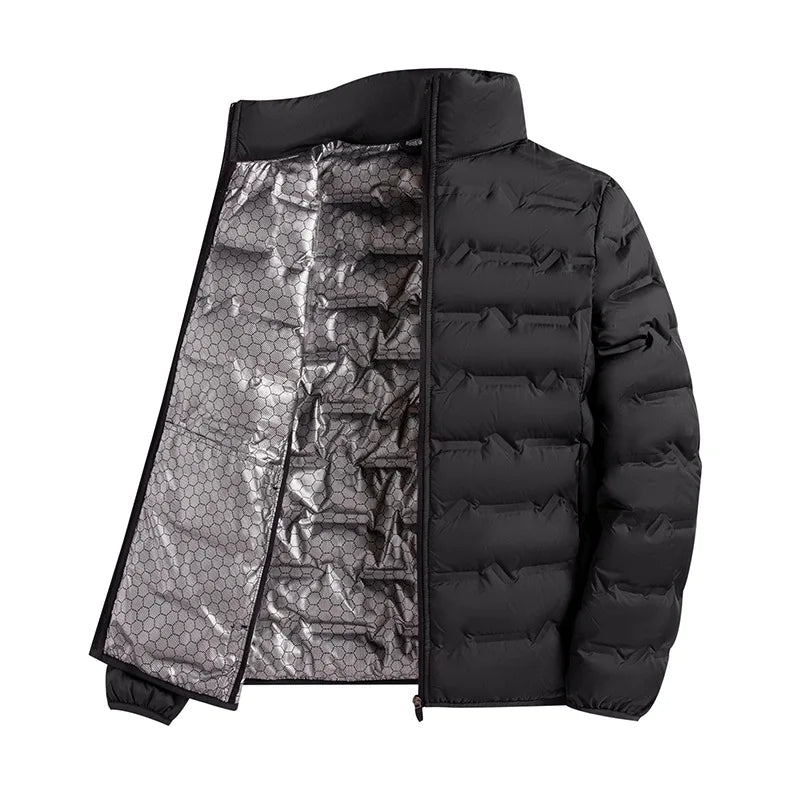 2025 Graphene Self-heating Down Jacket Men Solid Windproof Pleated Down Jackets Stand Collar Classical Warm Winter Jackets Male