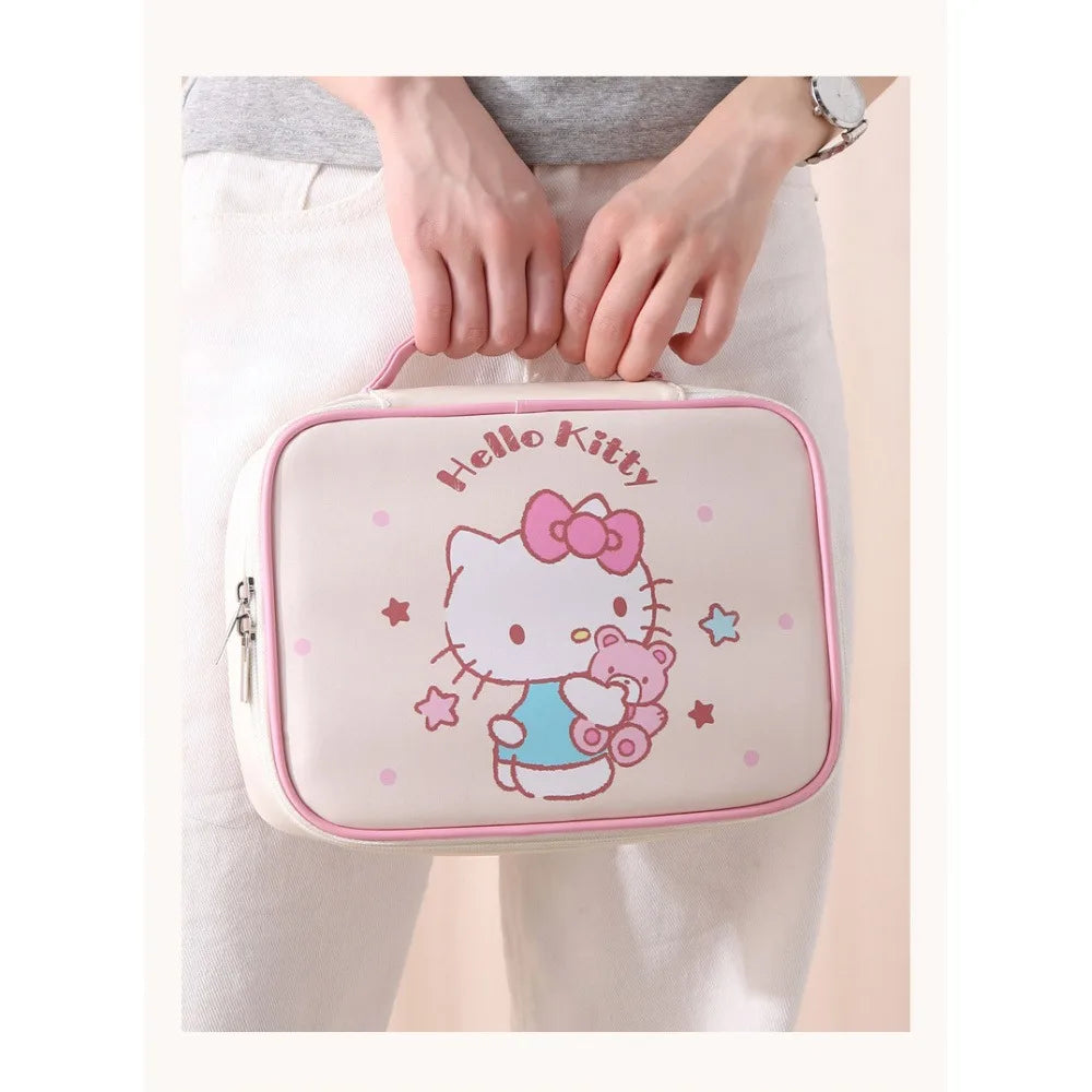 Detachable multifunctional Sanrio My Melody Hello Kitty makeup bag, waterproof, wear-resistant, large-capacity, portable storage