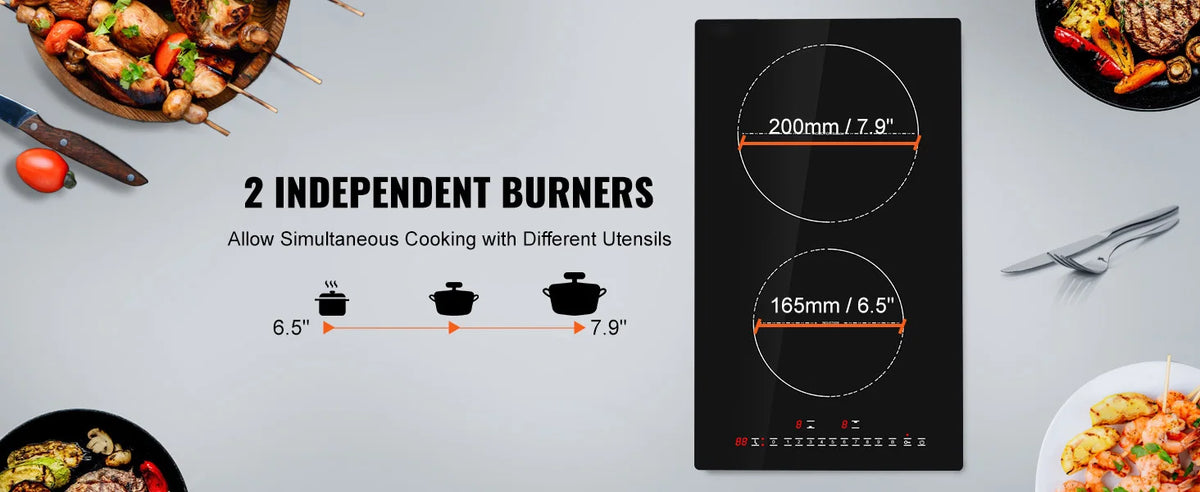 SucceBuy 2 Burners Electric Induction Cooktop Stove Hob Built-in Burner Cooker Sensor Touch Control Magnetic Cooker Hot Plate