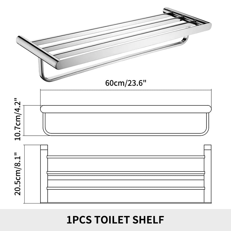 SANLUOIS High Quality SUS 304 Stainless Steel Bathroom Accessories Wall Monted Toilet Showerroom Towel Rack Bathroom Set