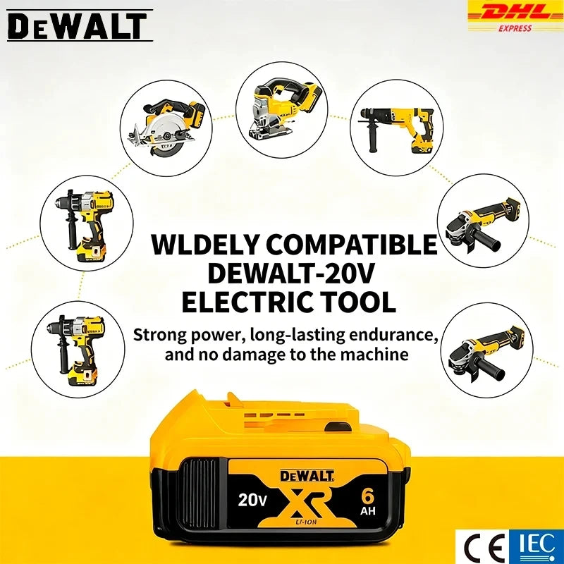 DeWalt Original 20V 60V 6Ah 9Ah MAX Battery Power Tool Replacement for DeWalt DCB184 DCB182 DCB205 DCB200 18Volt 20v Battery