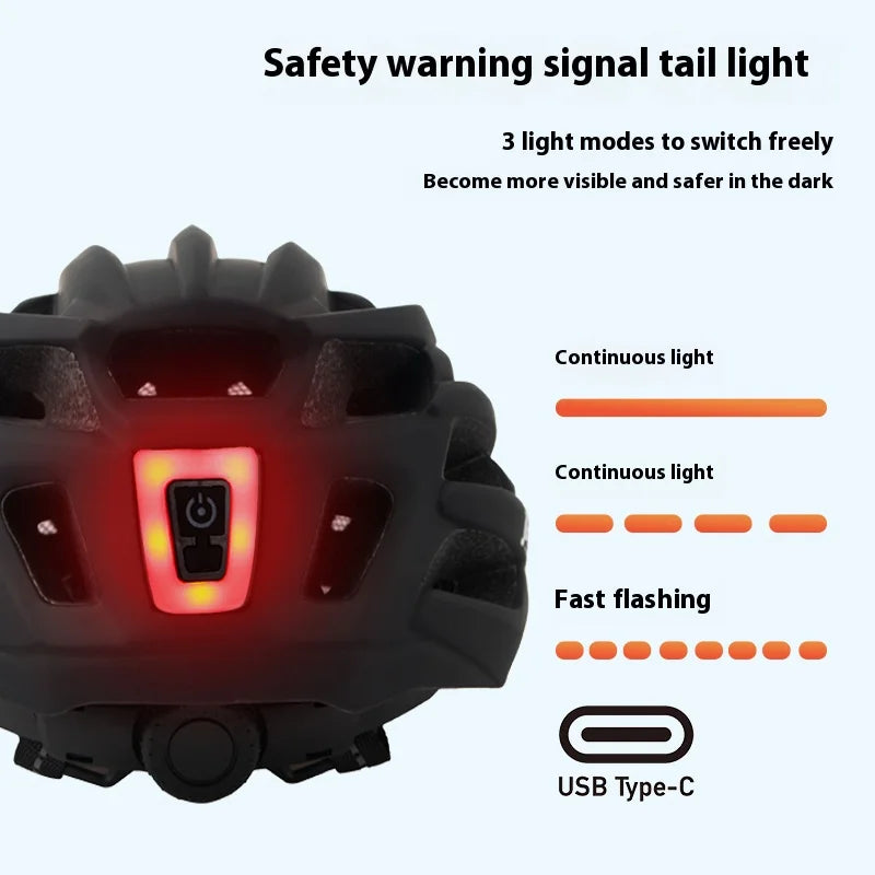 JEPOZRA Cycling Helmet Man Women LED Light Helmet Road Mountain Bike Helmet Bicycle Helmet Rechargeable Brim Design Helmet