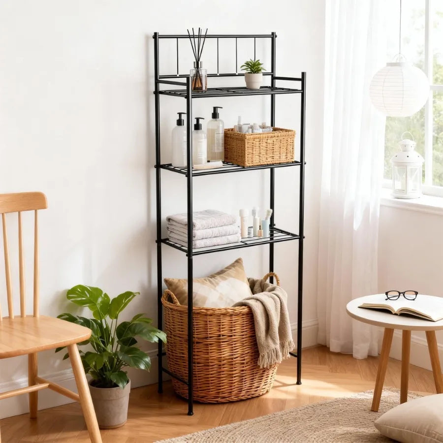 3-Tier Over Toilet Storage Rack for Space-Saving Bathroom Organization Stylish Metal Design for Maximal Storage Efficiency Abov