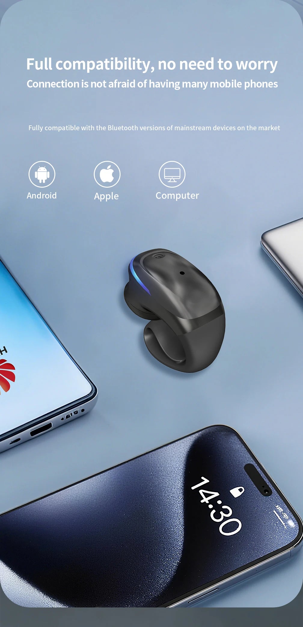 Wireless Bluetooth Earphone Sport Headset Long Time Wear Ultra Long Battery Life For iPhone For Huawei For OPPO Sport Earbuds