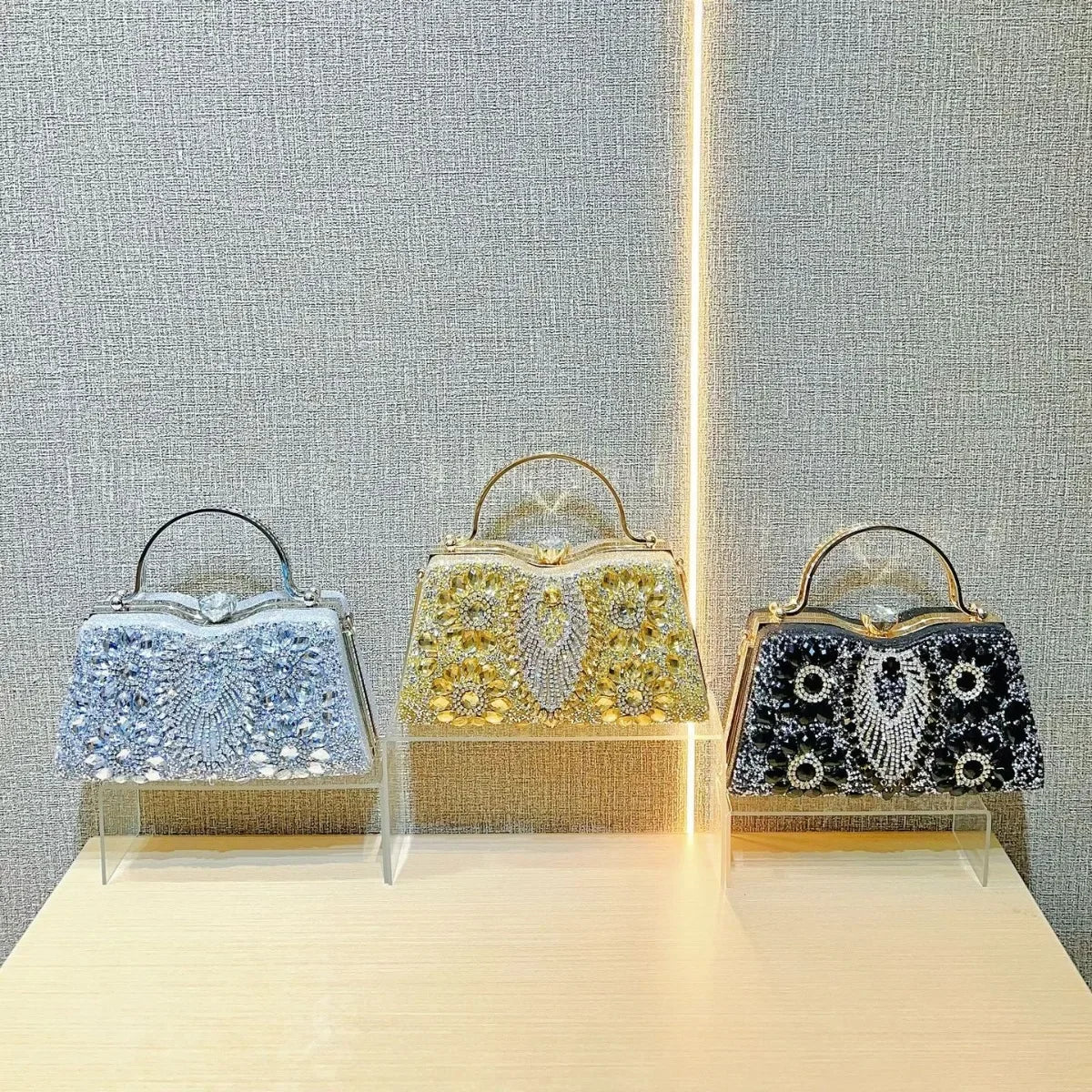 Rhinestone Women Evening Clutch Shiny Dinner Party Handbag Match For Dress Shoulder Crossbody Bag Cosmetic Phone Storage