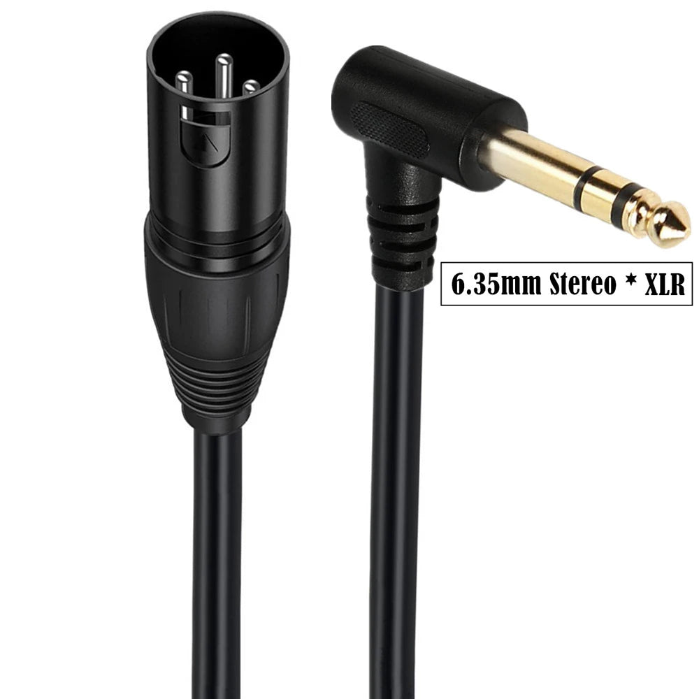 90-degree right-angle 1/4-inch TRS to XLR male balanced signal interconnect cable 1/4-inch to XLR female jumper cable 0.5 meters